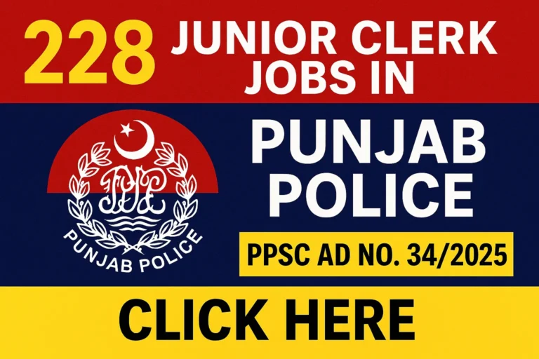 Junior Clerk Jobs in Punjab Police