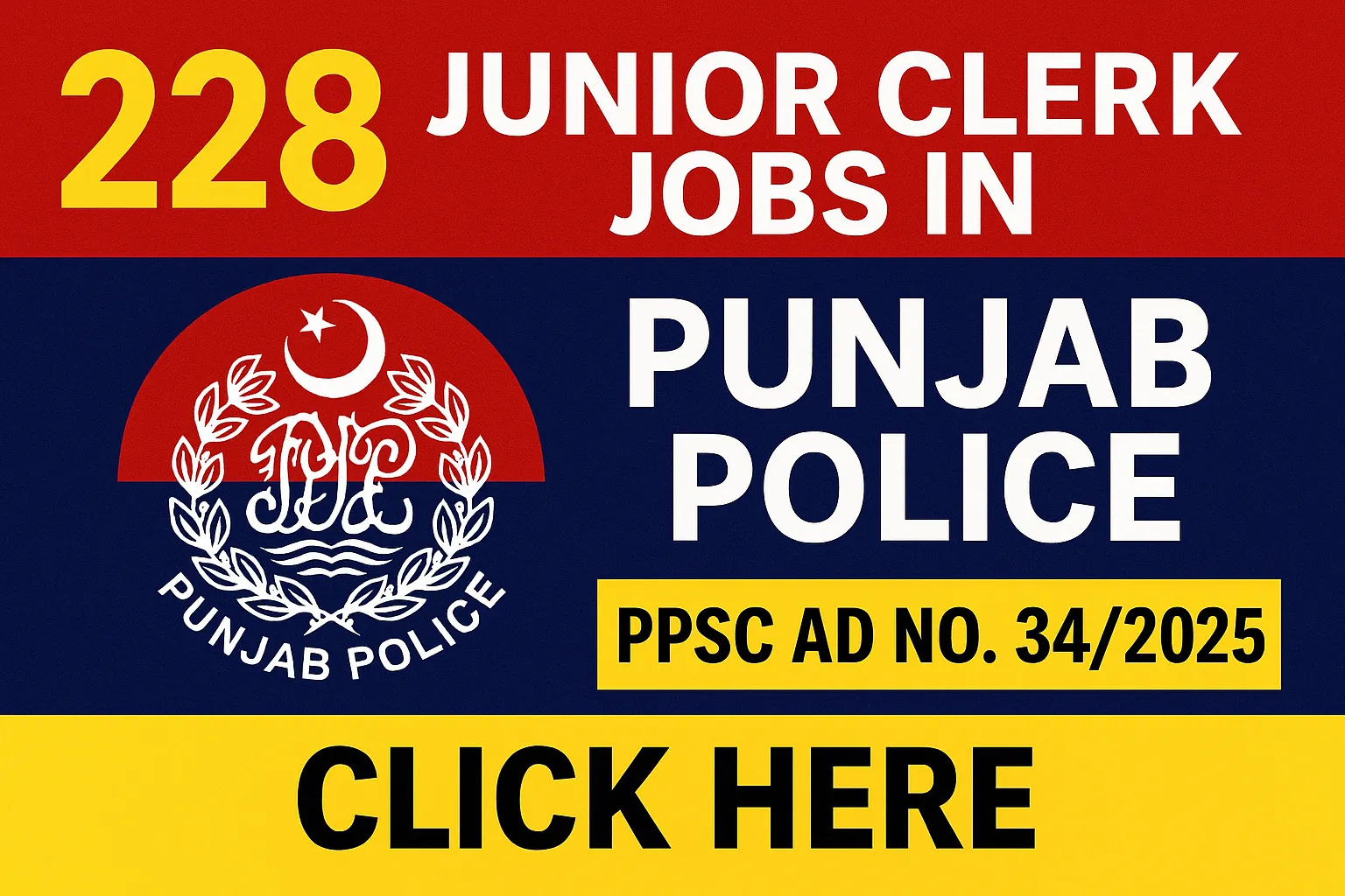 Junior Clerk Jobs in Punjab Police