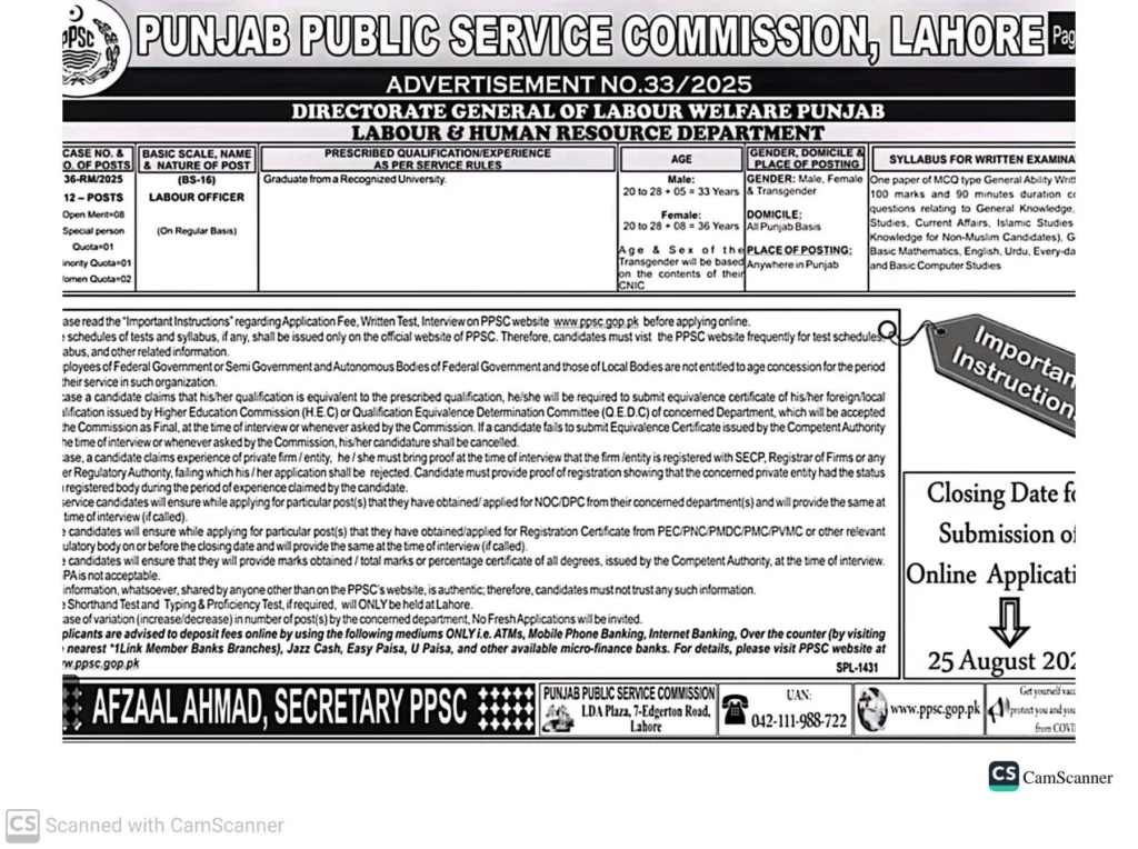 PPSC SDEO PERA Jobs 2025