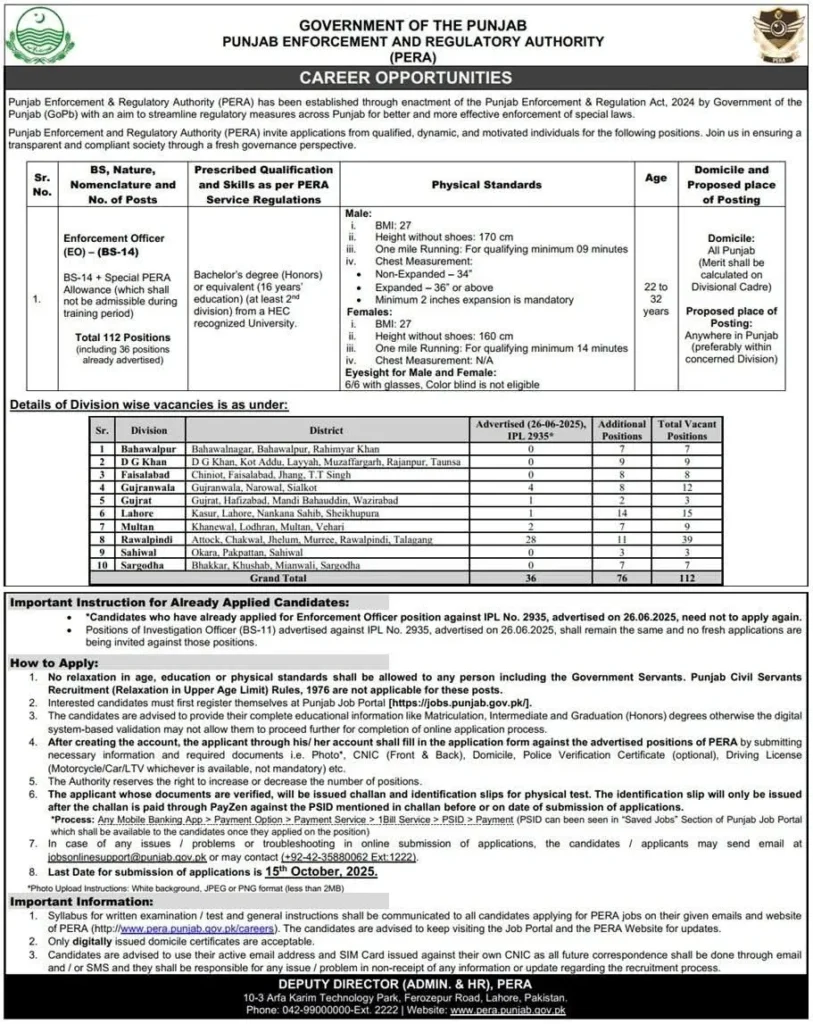 PERA Enforcement Officer Jobs 2025