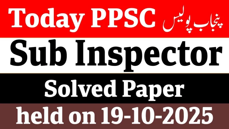 Complete Solved PPSC Sub Inspector Paper