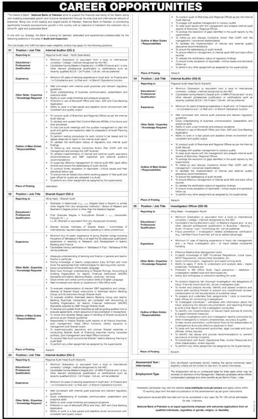 National Bank of Pakistan Jobs 2025