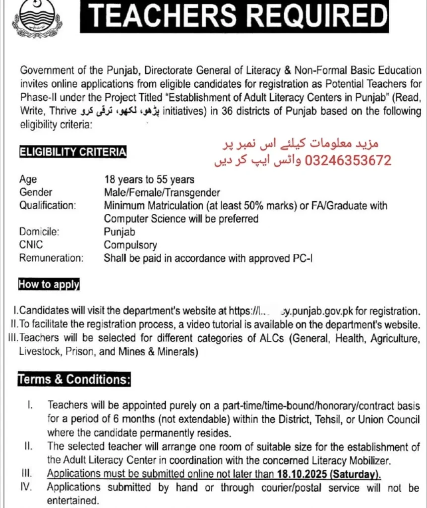 Non-Formal Teaching Jobs 2025
